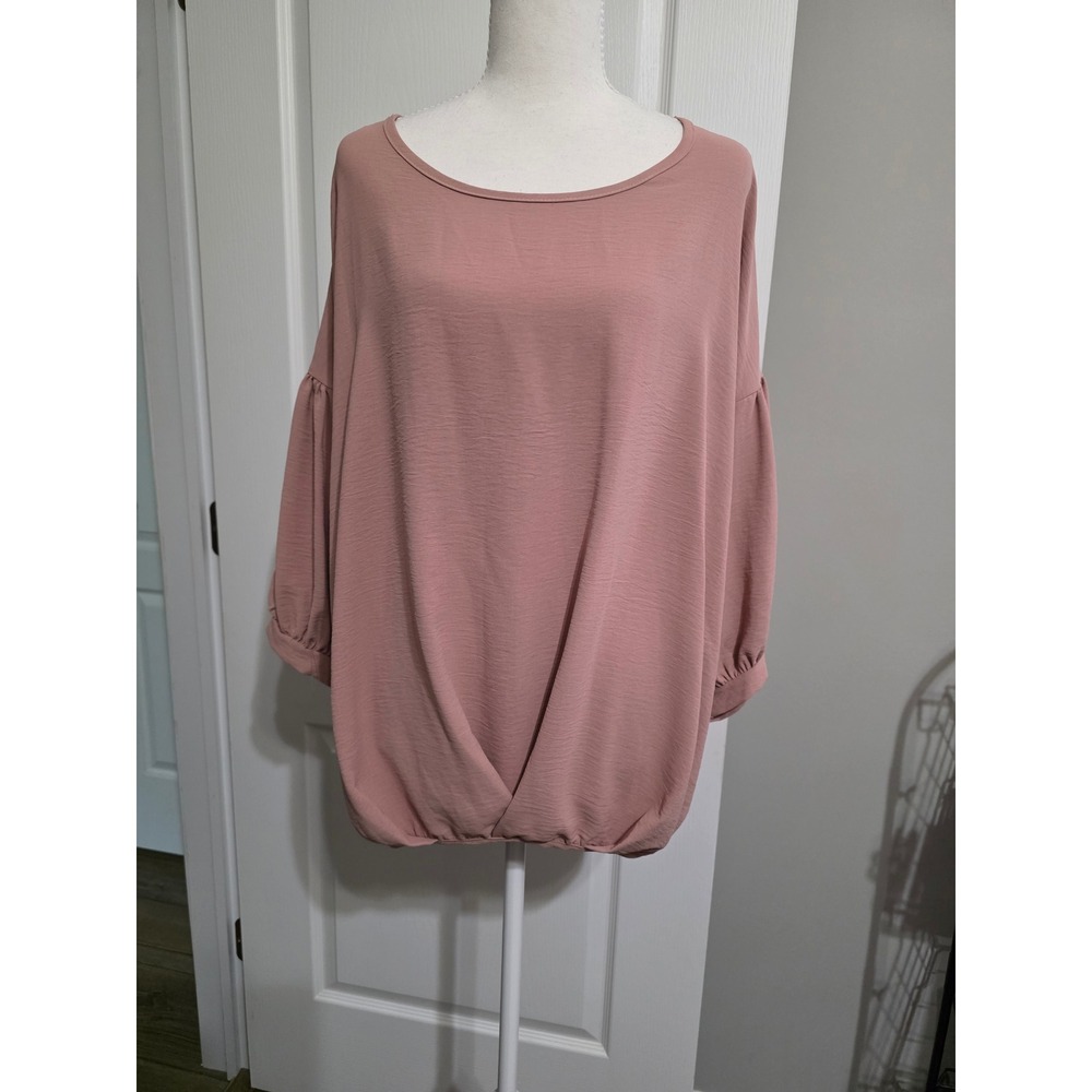 Easel Women Pink Drape Front Dolman Sleeve Blouse Small Scoop Neck Top Boho‎ USA